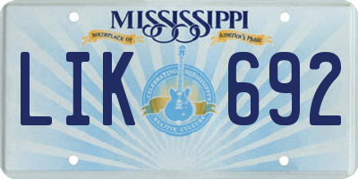 MS license plate LIK692