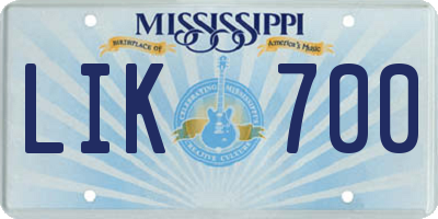 MS license plate LIK700