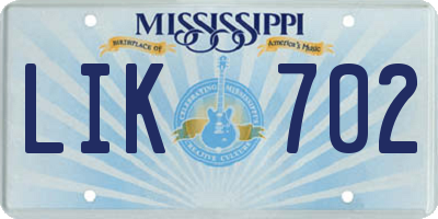 MS license plate LIK702