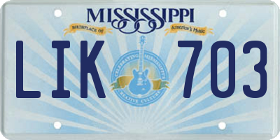 MS license plate LIK703