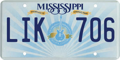 MS license plate LIK706