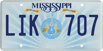 MS license plate LIK707