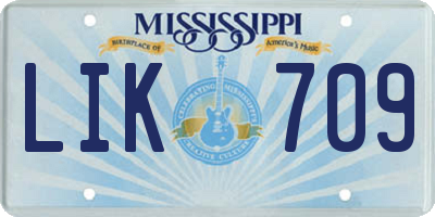 MS license plate LIK709