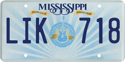 MS license plate LIK718