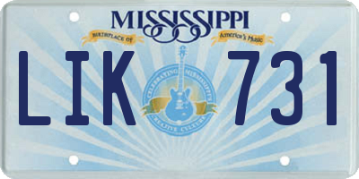 MS license plate LIK731