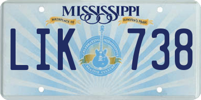 MS license plate LIK738
