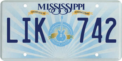 MS license plate LIK742