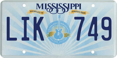 MS license plate LIK749