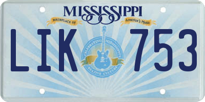 MS license plate LIK753