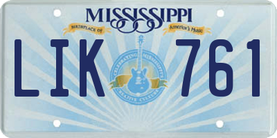 MS license plate LIK761