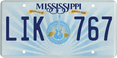 MS license plate LIK767