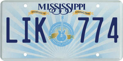 MS license plate LIK774