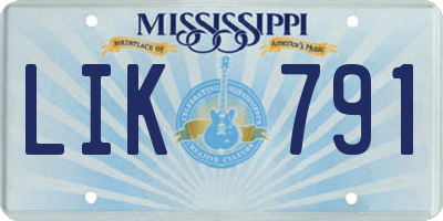 MS license plate LIK791