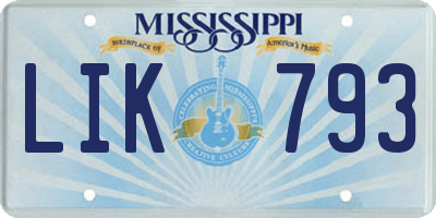 MS license plate LIK793