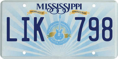 MS license plate LIK798