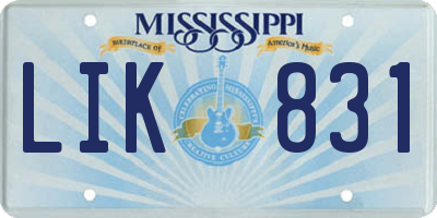 MS license plate LIK831
