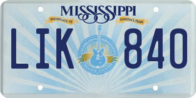 MS license plate LIK840