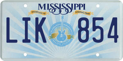 MS license plate LIK854