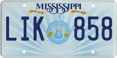MS license plate LIK858