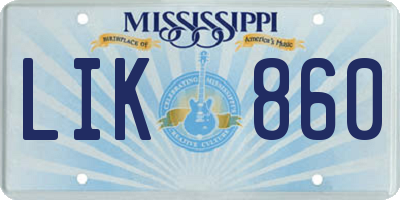MS license plate LIK860