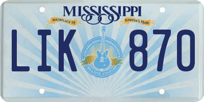 MS license plate LIK870