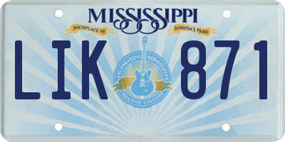 MS license plate LIK871