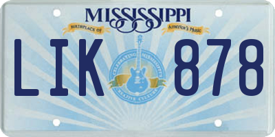 MS license plate LIK878