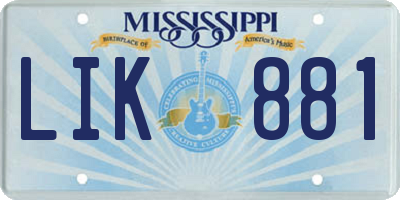 MS license plate LIK881