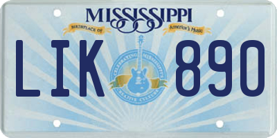 MS license plate LIK890