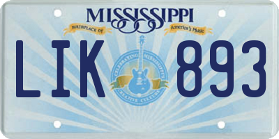 MS license plate LIK893