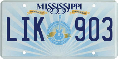 MS license plate LIK903