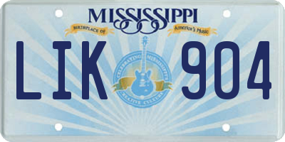 MS license plate LIK904
