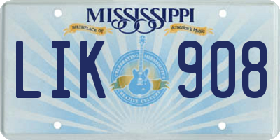 MS license plate LIK908