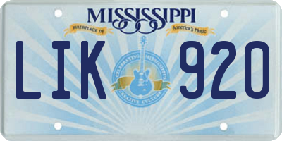 MS license plate LIK920