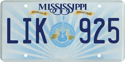 MS license plate LIK925