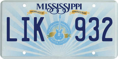 MS license plate LIK932
