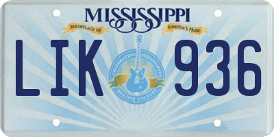 MS license plate LIK936