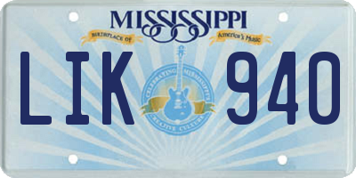 MS license plate LIK940