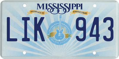 MS license plate LIK943