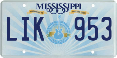 MS license plate LIK953