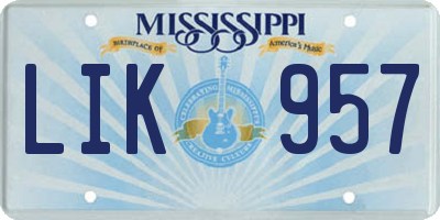 MS license plate LIK957