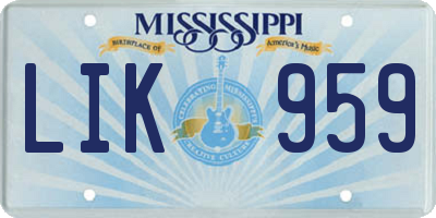 MS license plate LIK959
