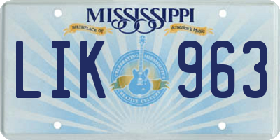 MS license plate LIK963