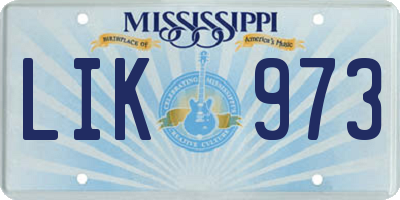 MS license plate LIK973