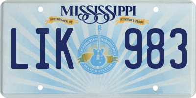 MS license plate LIK983