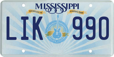MS license plate LIK990