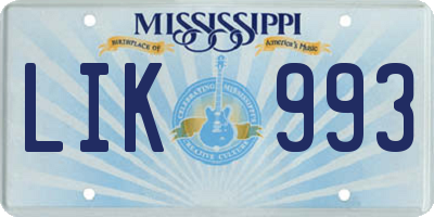 MS license plate LIK993
