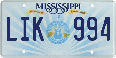 MS license plate LIK994