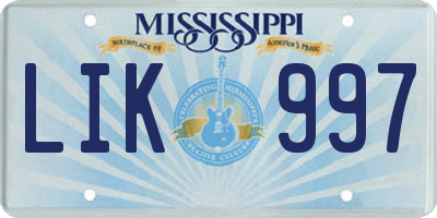 MS license plate LIK997