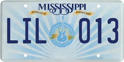 MS license plate LIL013